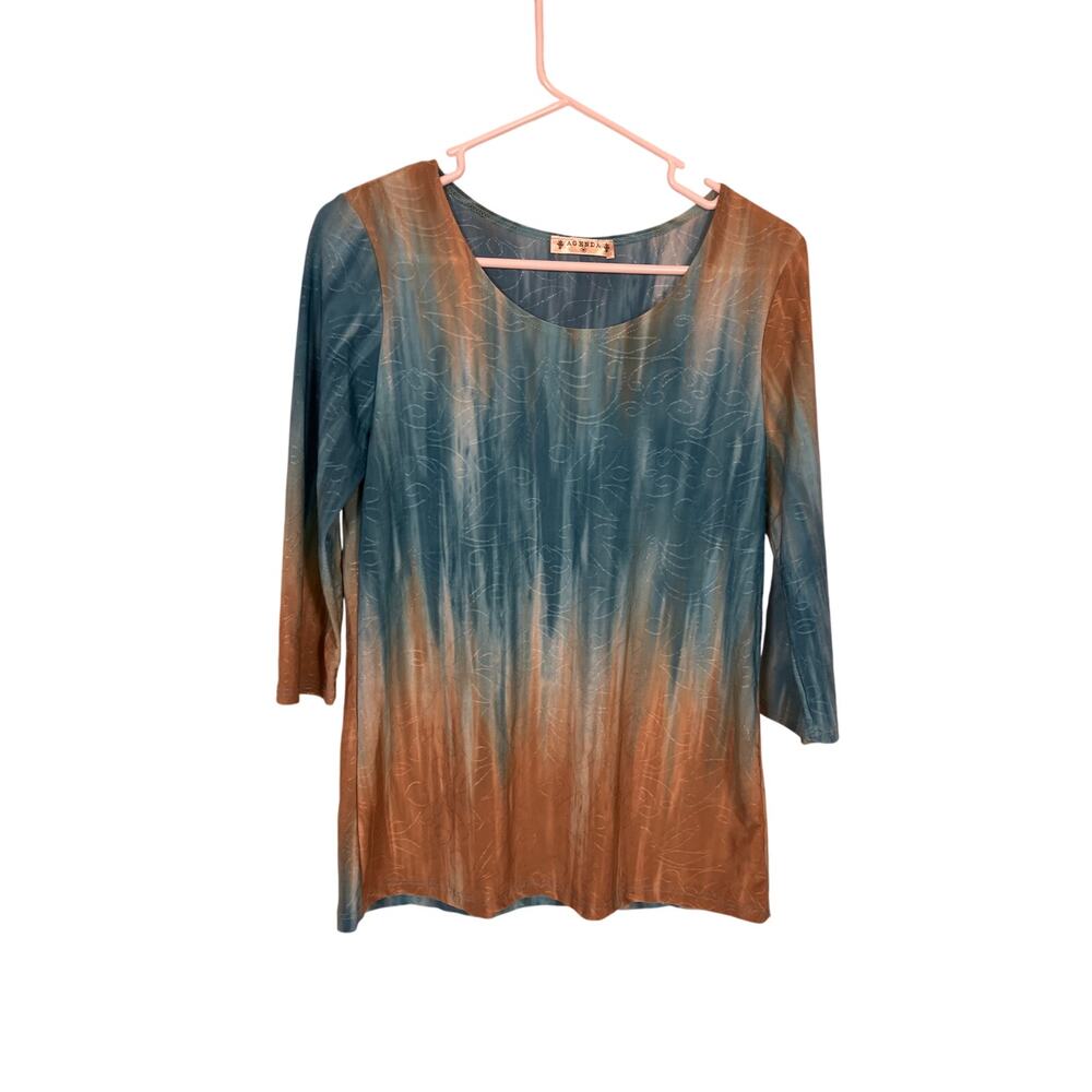 Agenda Floral Stretchy‎ Lightweight Top Women’s Medium Casual Blouse